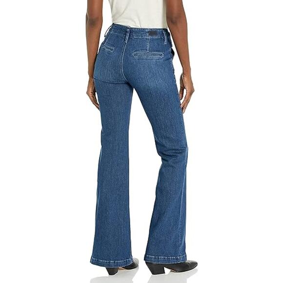 PAIGE Genevieve Jeans Women 27 High Rise Flare Belted Medium Indigo Cecilia - Picture 15 of 16